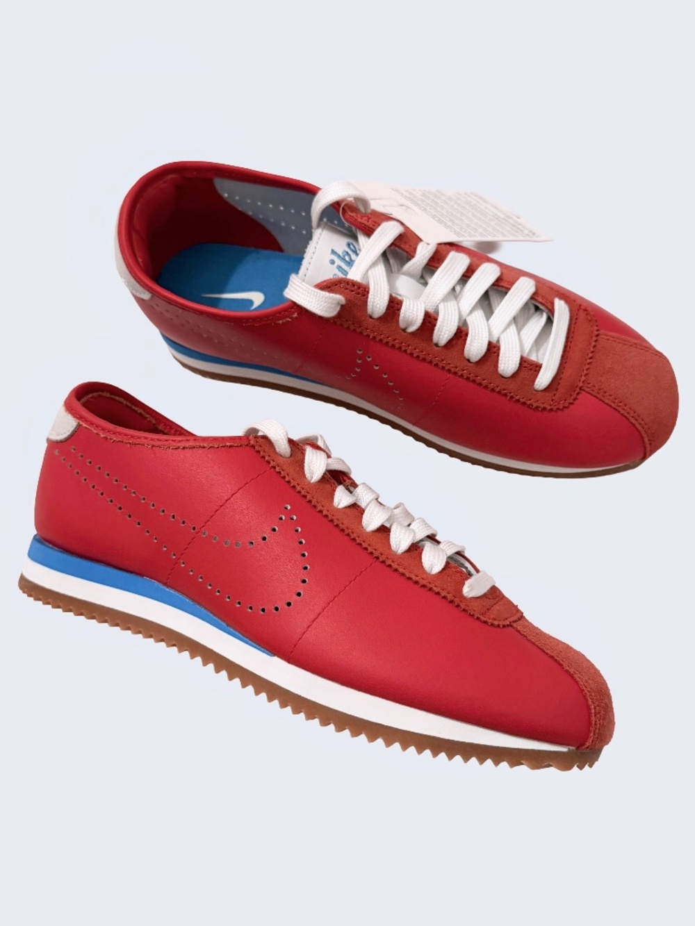 NIKE Cortez Perforated Leather Sneakers in University Red HQ1841-600 Size US 8.5